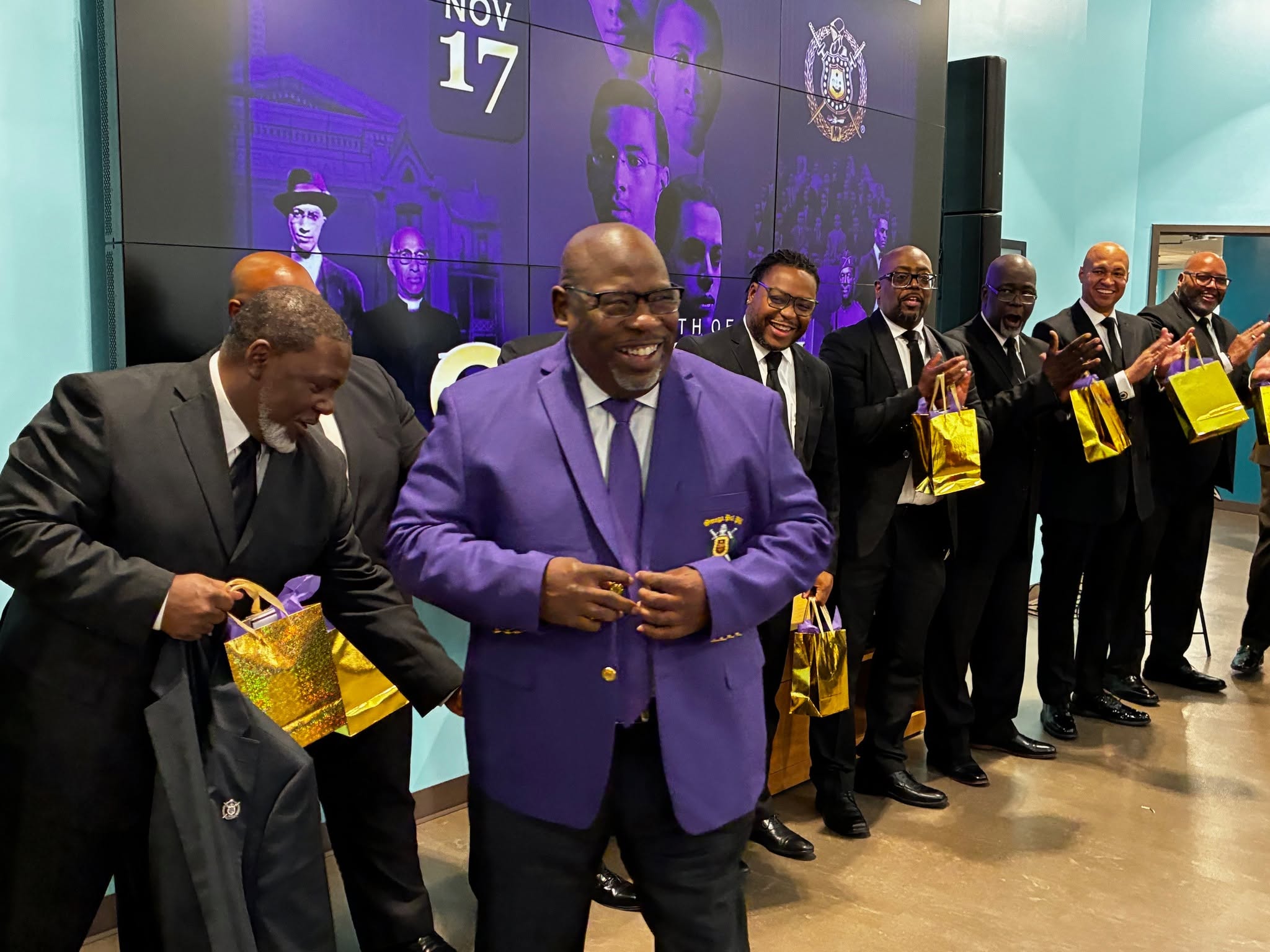 Alpha Iota brothers dressed formally at a chapter gathering